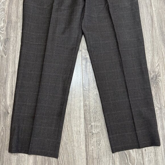 VTG Polo Ralph Lauren Brown Tweed Pants Pleated Plaid 90s Mens 40 Cashmere Wool - Picture 3 of 14